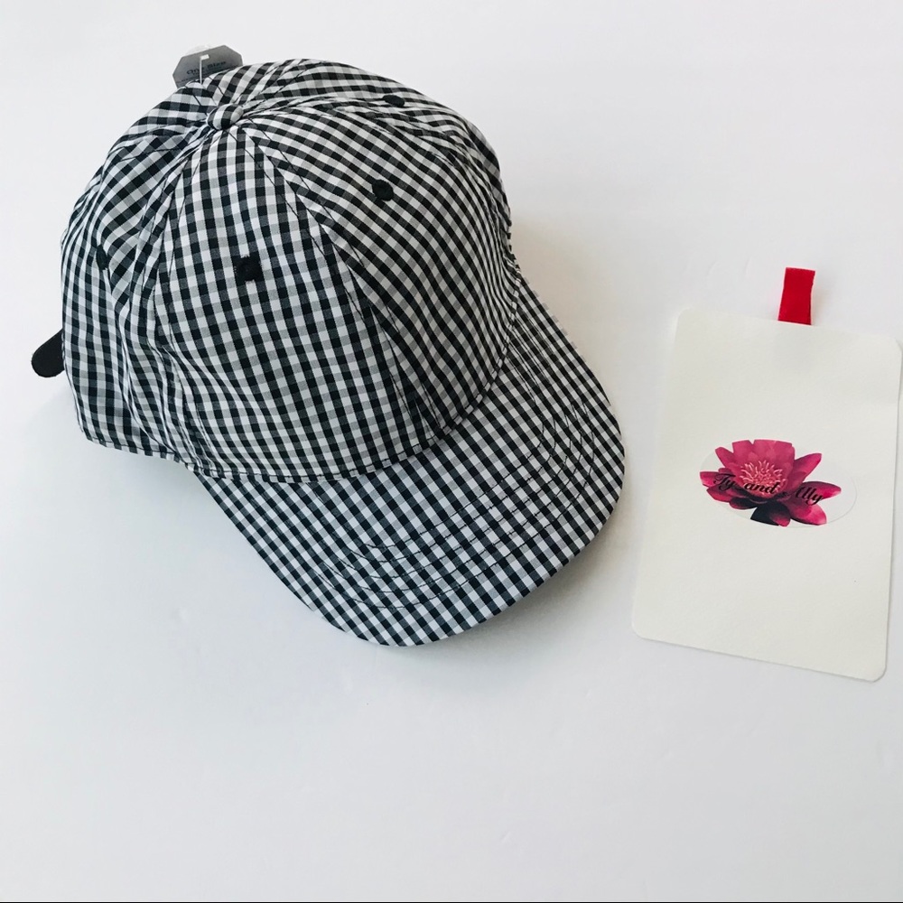 Gingham baseball cap with adjustable strap